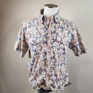 Exofficio Mens Medium Short Sleeve Fish Vented Outdoor Shirt Eyeglass Cloth